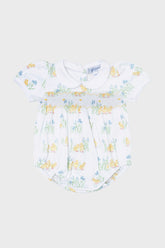 Chicks Print Smocked Bubble